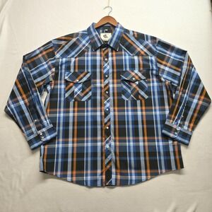 Coevals Club Men's Plaid‎ Long Sleeve Pearl Snap Western Shirt Size 2XL